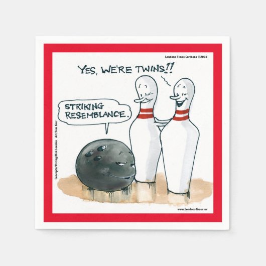 Rick London Lustige Bowling-Comic Serviette (Vorderseite)