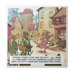Rick London Lustige Katzen gegen Hunde Cartoon Fliese