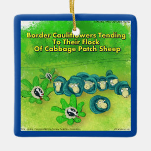 Rick London Lustiger Border Collie Blumen  Keramikornament