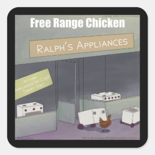 Rick London Lustiges freilaufendes Huhn Quadratischer Aufkleber