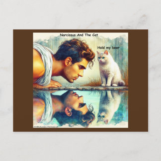Rick London Narcissus & The Cat Funny Postkarte