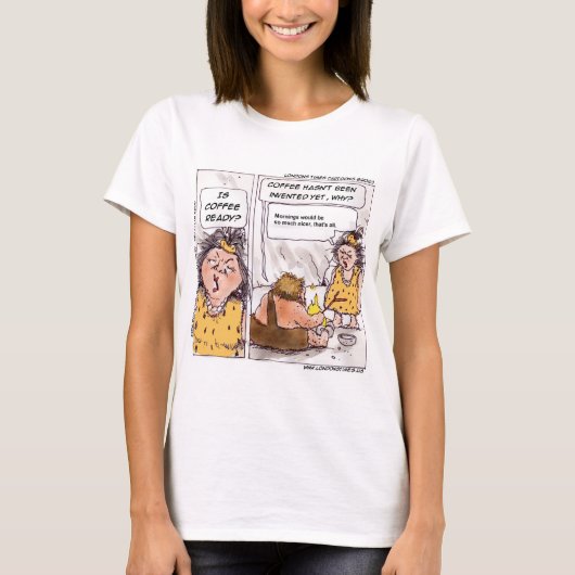 Rick London Prehistorischer Kaffee Funny Cartoon T-Shirt (Vorderseite)