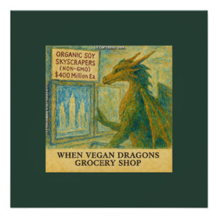 Rick Londons vegane Drachen-Lebensmittel-Einkaufsw Poster