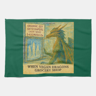 Rick Londons Veganes Drachengeschäft Funny Shoppin Geschirrtuch
