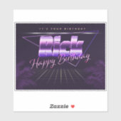 Rick Name Vorname lila retro Sticker Geburtstag (Blatt)