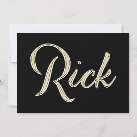 Rick Name white gold Handwriting Karte (Vorderseite)