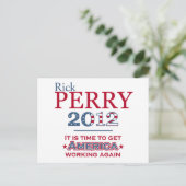 Rick Perry 2012 für Präsident Postkarte (Stehend Vorderseite)