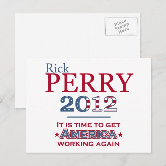 Rick Perry 2012 für Präsident Postkarte (Vorne/Hinten)