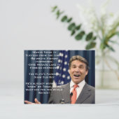 Rick Perry für Präsident?!?!!!! Postkarte (Stehend Vorderseite)