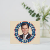 Rick Santorum für den Präsidenten 2012 Postkarte (Stehend Vorderseite)