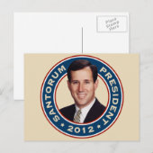 Rick Santorum für den Präsidenten 2012 Postkarte (Vorne/Hinten)