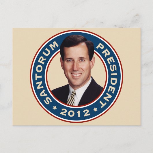 Rick Santorum für den Präsidenten 2012 Postkarte (Vorderseite)