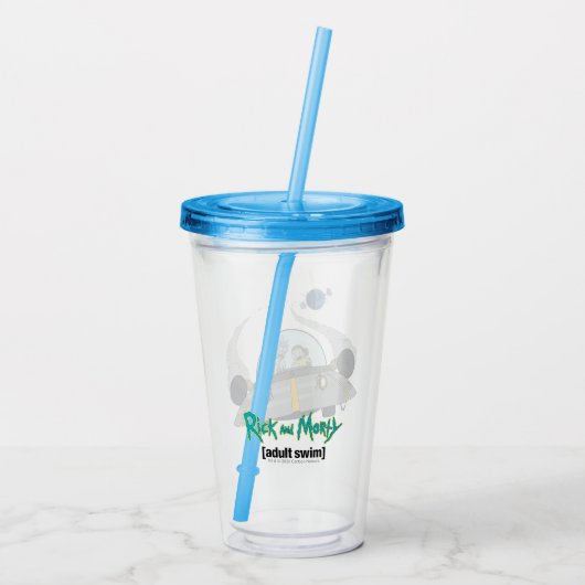 RICK UND MEHR™| Abfliegen auf Raumschiffen Acryltrinkbecher (Rückseite)
