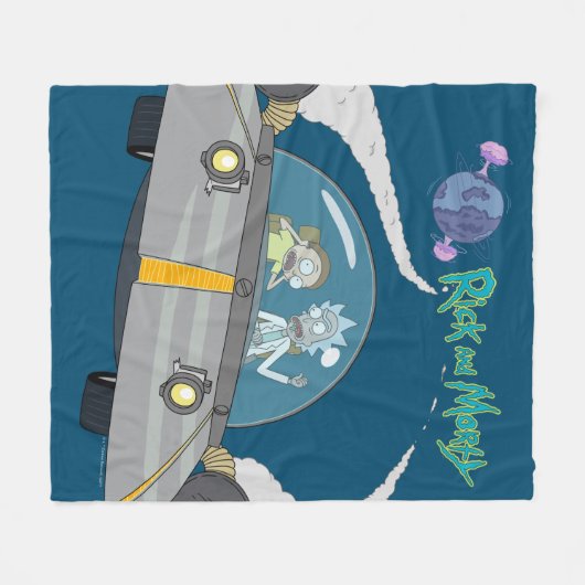 RICK UND MORTY™ | Abfliegen im Raumschiff Fleecedecke (Vorderseite (Horizontal))