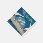 RICK UND MORTY™ | Abfliegen im Raumschiff Serviette (Ecke)