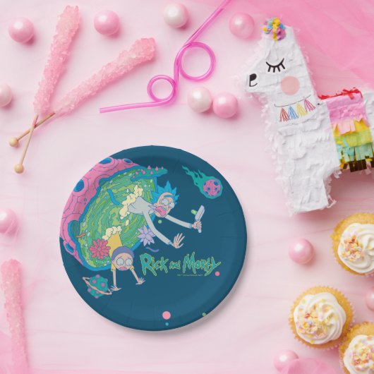 RICK UND MORTY™ | Absturz vom infizierten Portal Pappteller (Party)