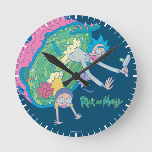 RICK UND MORTY™ | Absturz vom infizierten Portal Runde Wanduhr (Vorderseite)