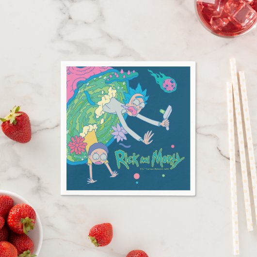 RICK UND MORTY™ | Absturz vom infizierten Portal Serviette (Beispiel)