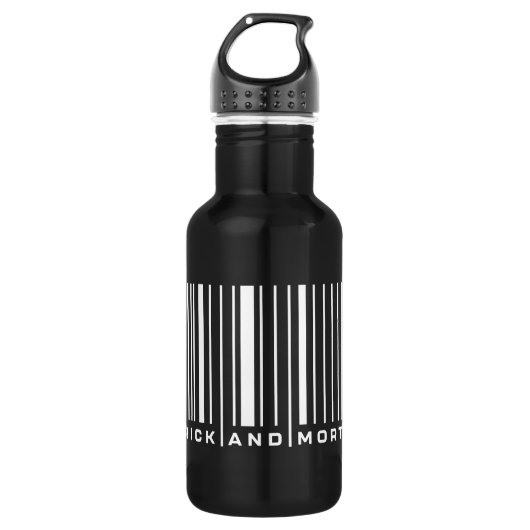 Rick und Morty Bar Code Graphic Edelstahlflasche (Vorderseite)