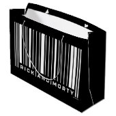 Rick und Morty Bar Code Graphic Große Geschenktüte (Rückseite Schrägansicht)