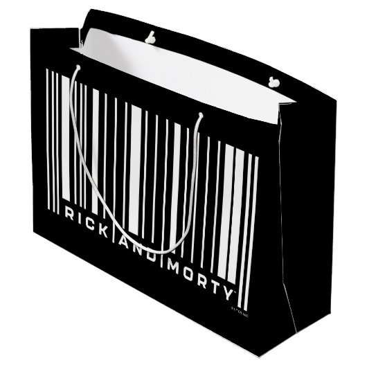 Rick und Morty Bar Code Graphic Große Geschenktüte (Rückseite Schrägansicht)