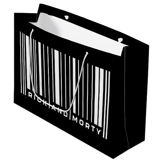 Rick und Morty Bar Code Graphic Große Geschenktüte (Vorderseite Schrägansicht)