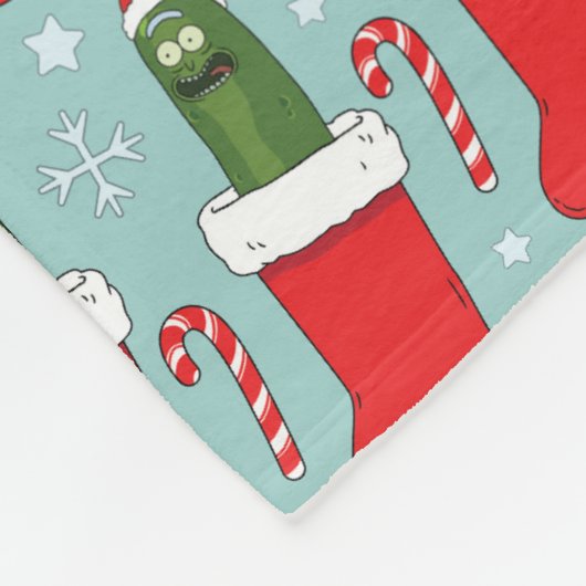 Rick und Morty | Christmas Pickle Rick Pattern Fleecedecke (Ecke)