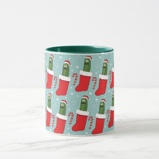 Rick und Morty | Christmas Pickle Rick Pattern Tasse (Zentrum)