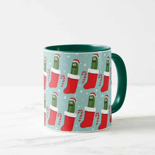 Rick und Morty | Christmas Pickle Rick Pattern Tasse (VorderseiteRechts)