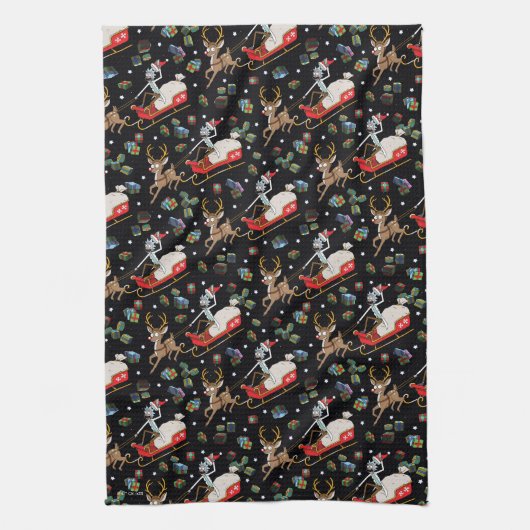 Rick und Morty | Christmas Reindeer Sleigh Pattern Geschirrtuch (Vertikal)
