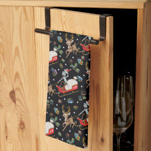 Rick und Morty   Christmas Reindeer Sleigh Pattern Geschirrtuch