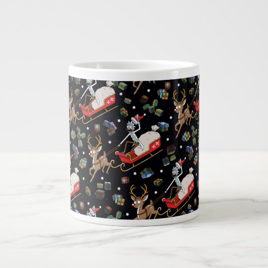 Rick und Morty | Christmas Reindeer Sleigh Pattern Jumbo-Tasse (Vorderseite)