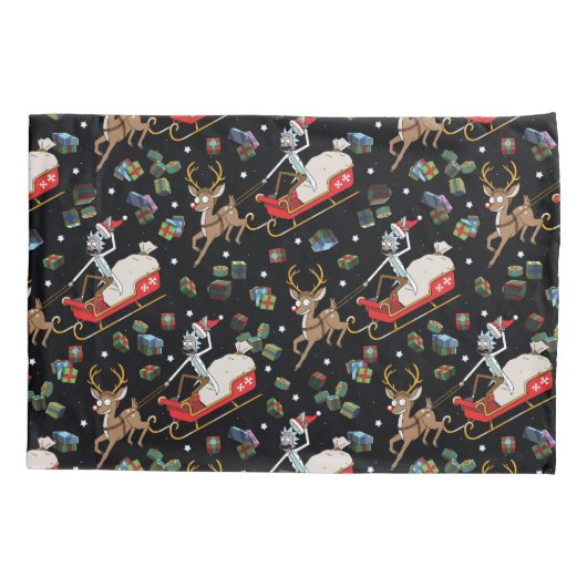 Rick und Morty | Christmas Reindeer Sleigh Pattern Kissenbezug (Rückseite)