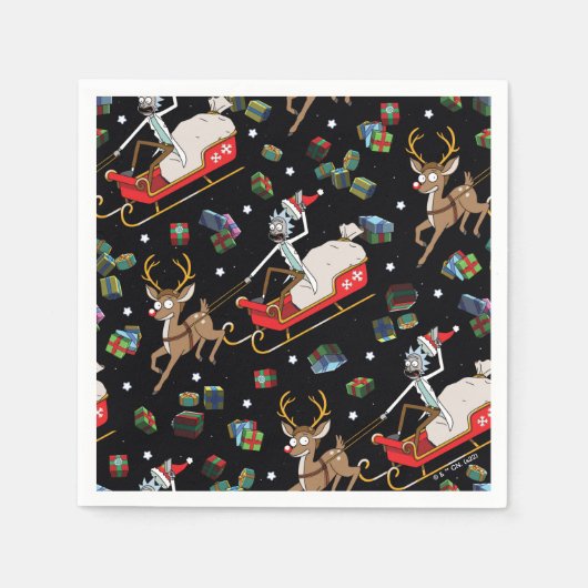 Rick und Morty | Christmas Reindeer Sleigh Pattern Serviette (Vorderseite)