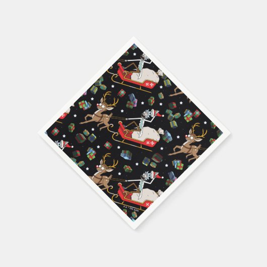 Rick und Morty | Christmas Reindeer Sleigh Pattern Serviette (Ecke)