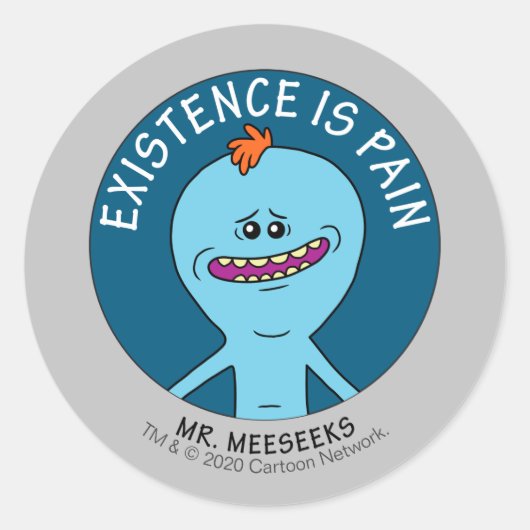 RICK UND MORTY™ | Existenz ist Schmerz Runder Aufkleber (Vorderseite)