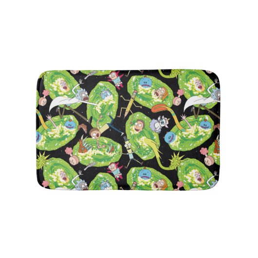 RICK UND MORTY™ | Fallende durch Portale Muster Badematte (Vorderseite)