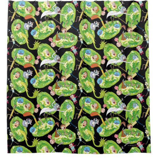 RICK UND MORTY™ | Fallende durch Portale Muster Duschvorhang (Vorderseite)