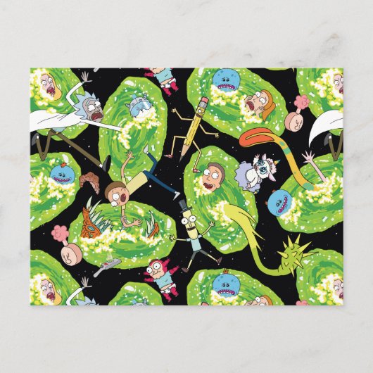 RICK UND MORTY™ | Fallende durch Portale Muster Einladungspostkarte (Vorderseite)