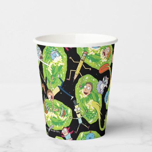 RICK UND MORTY™ | Fallende durch Portale Muster Pappbecher (Links)