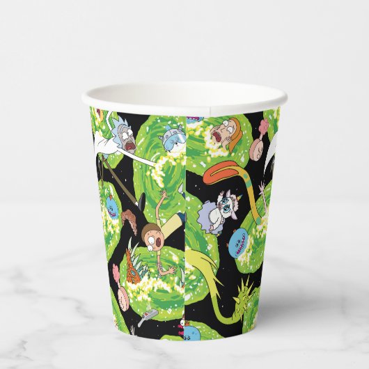 RICK UND MORTY™ | Fallende durch Portale Muster Pappbecher (Rechts)