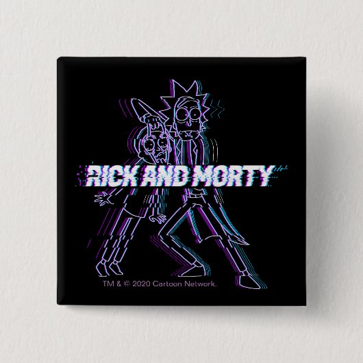 RICK UND MORTY™ | Glitched Rick and Morty Button (Vorderseite)