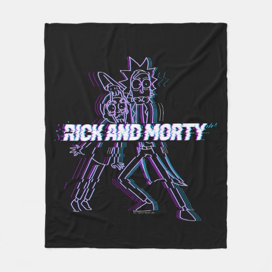 RICK UND MORTY™ | Glitched Rick and Morty Fleecedecke (Vorderseite)
