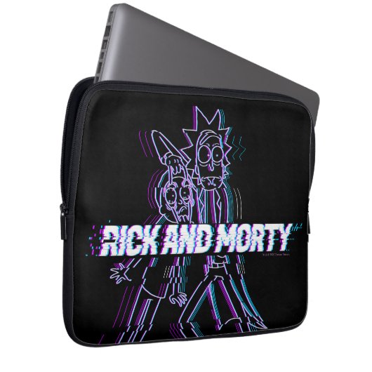 RICK UND MORTY™ | Glitched Rick and Morty Laptopschutzhülle (Vorne Rechts)