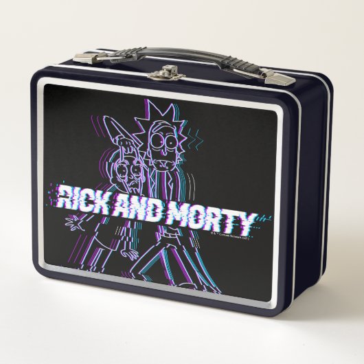 RICK UND MORTY™ | Glitched Rick and Morty Metall Brotdose (Vorderseite)