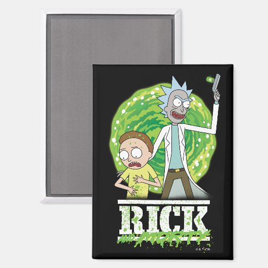 RICK UND MORTY™ | Grüner Splash Magnet (Vorderseite/Rückseite)