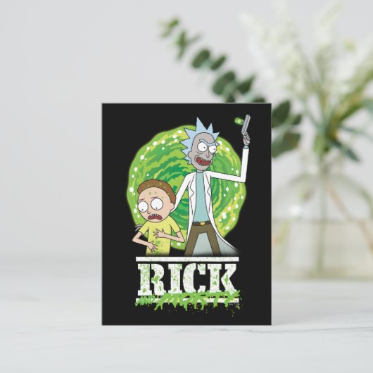 RICK UND MORTY™ | Grüner Splash Postkarte (Stehend Vorderseite)
