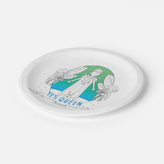 RICK UND MORTY™ | Ja Queen Pappteller (Schrägansicht)