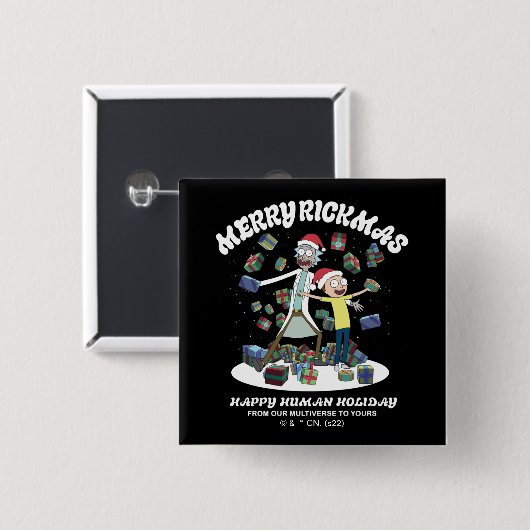 Rick und Morty | Merry Rickmas Presents Button (Vorne & Hinten)