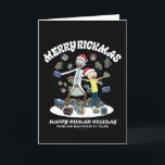 Rick und Morty | Merry Rickmas Presents Feiertagskarte<br><div class="desc">Feiern Sie Rickmas mit diesem festlichen Rick und Morty Grafik von Geschenken Regen nach unten,  dass lautet: "Fröhliche Rickmas. Happy Human Holiday aus unserem Multiversum zu Euren".</div>